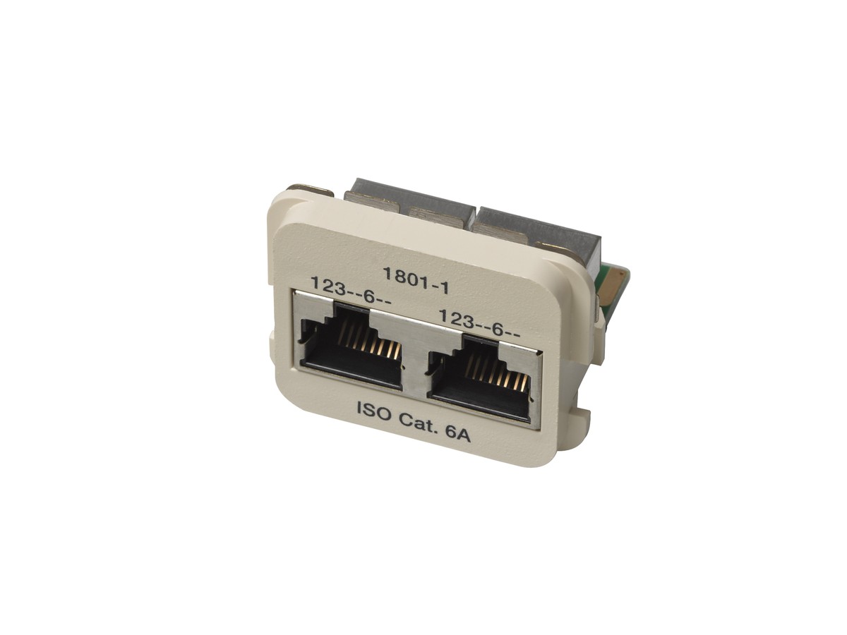 ACO-2xRJ45 Adp.Cat 6A 100Base-T blc crème
