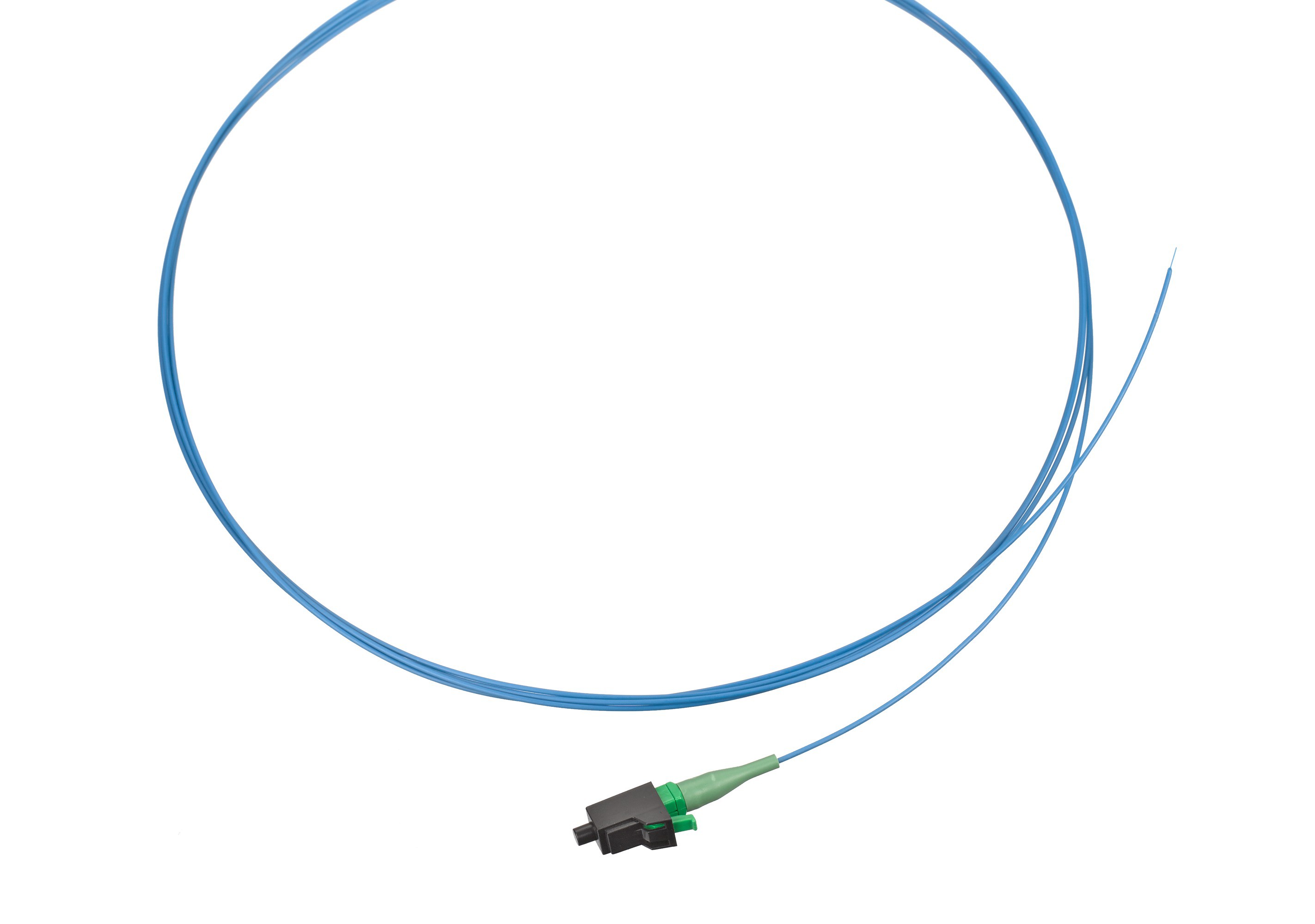 Pigtail bleu pour panneau fibre optique brin compact G652 D, 250µm Fiche LC/APC 2.0 mètres