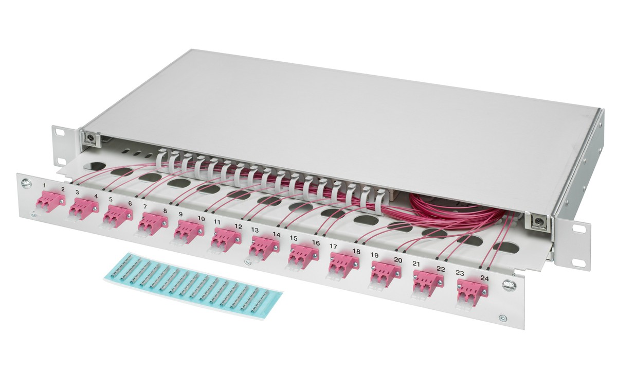 LWL 19" KEV 1HE ausz. 6xLC/Dupl. OM4 komp.