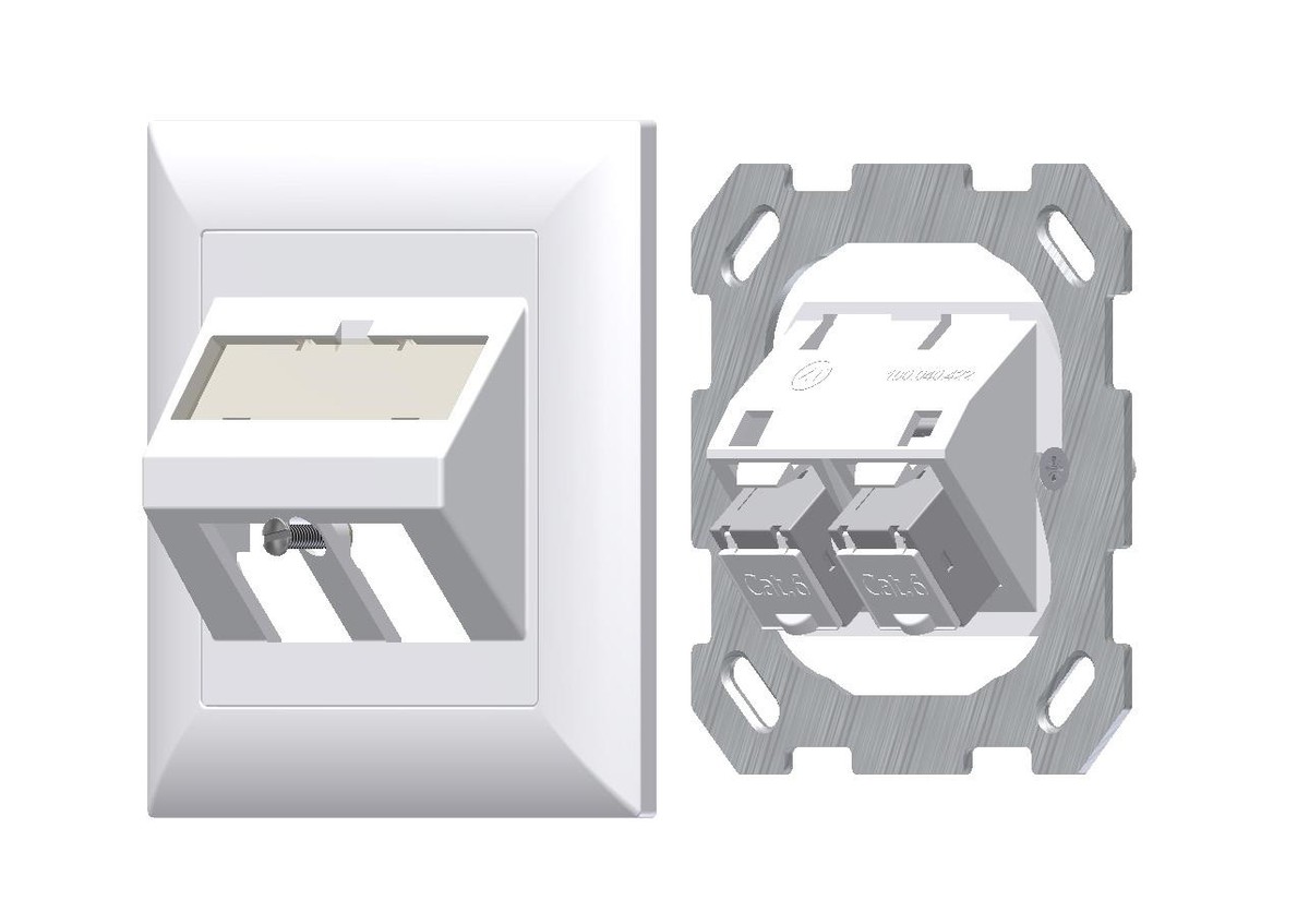 LAN UP60 Schrägauslassdose 2x Keystone EDIZIOdue 20 sw
