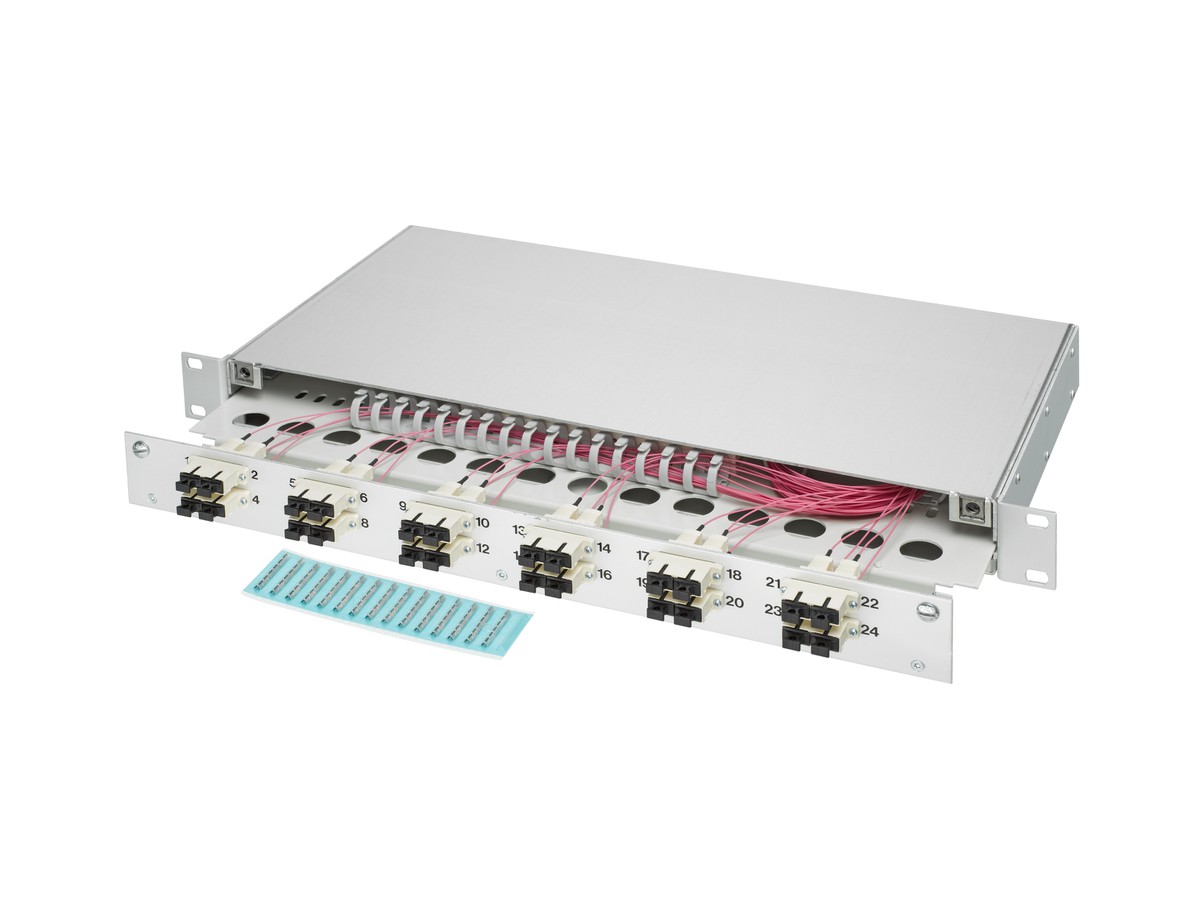 LWL 19" KEV 1HE ausz. 8xSC/Dupl. OM4 komp.