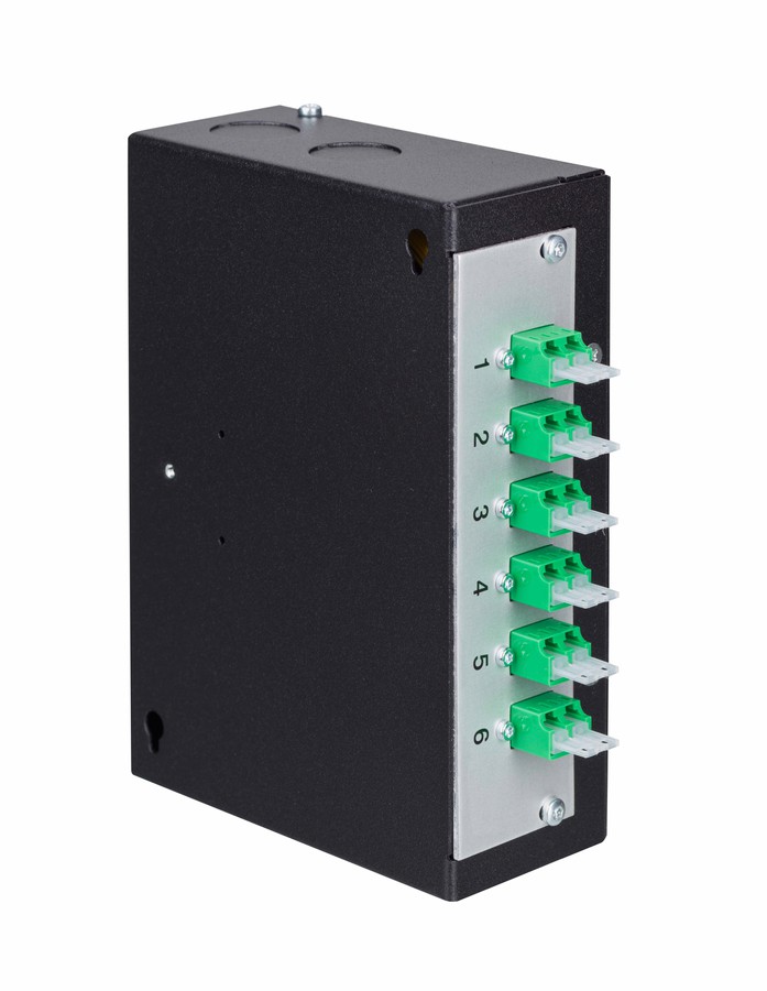 LWL DIN AP Box sz 1xLC/APC Dupl. SM kompl.