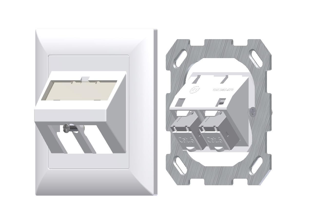 LAN UP-K Schrägauslassdose 2x Keystone EDIZIOdue 19 sw