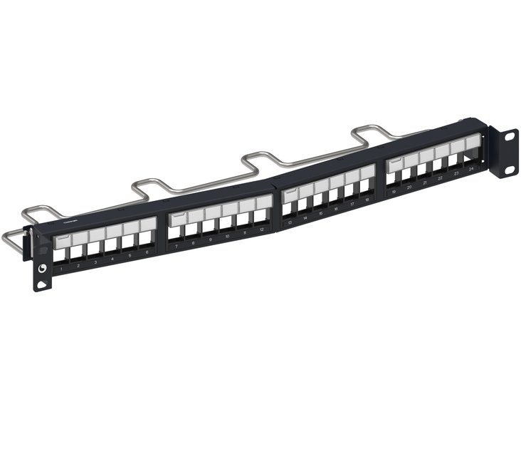 Commscope Patchpanel gewinkelt STP 24xKeystone 1HE sw CPPR-SDDM-SL-1U-24