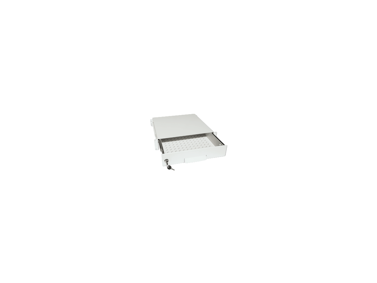 Cassette de sécurité 19“ avec serrure 2U 4P RAL7035