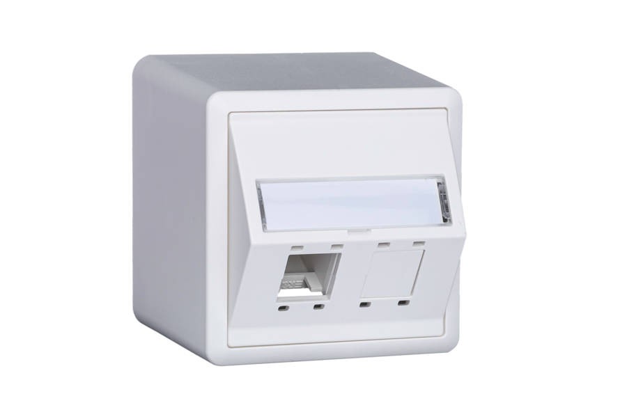 DA Boîtier apparent 74x74 2 p Cat5/6 wt