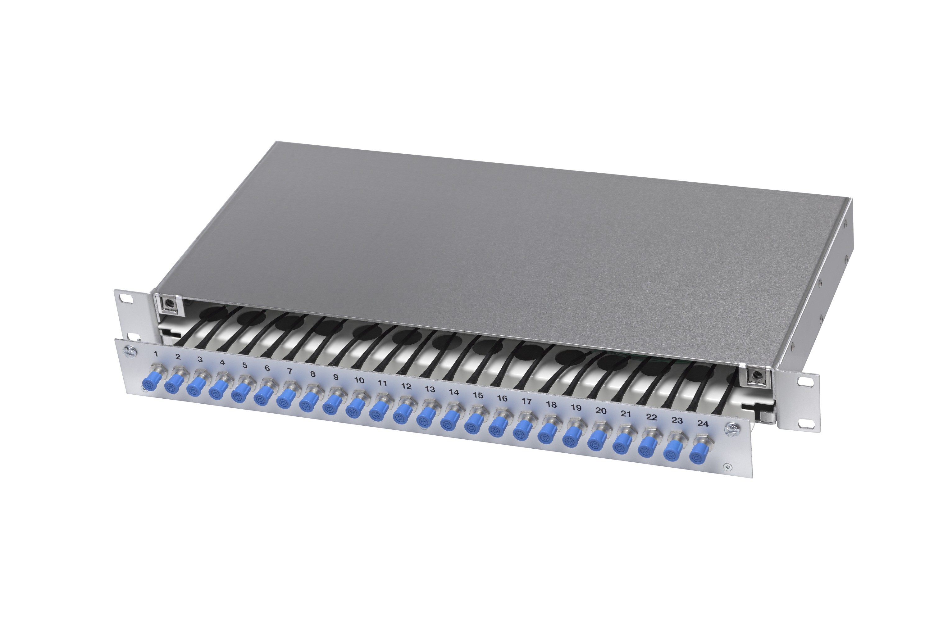 LWL 19" KEV 1HE ausz. 10xST 9/125 kompl.