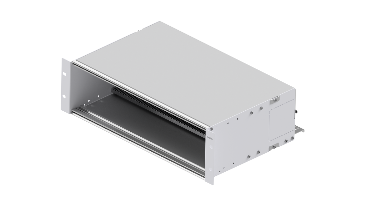 Bac à cartes pour 12x7TE Modules 19" 3U sont fixés avec 2 vis Matériel de montage et kit de mise à la terre inclus Extension maximale 12x7TE Modules FO ou cuivre