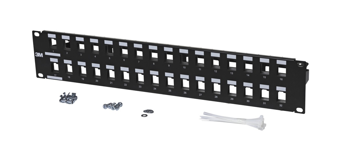 Corning Patchpanel 32 Port 2 HE schwarz leer V-Serie