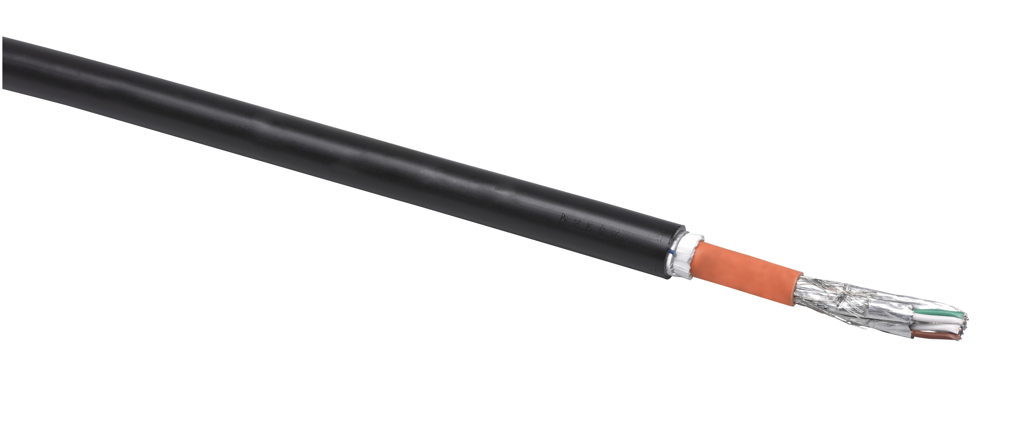 CU 7002 GG-PE Kat.7 S/FTP 4x2x0.57 LSOH schwarz AWG23 Fca 
mit Nagetierschutz und PE-Aussenmantel 11.6mm NVP81