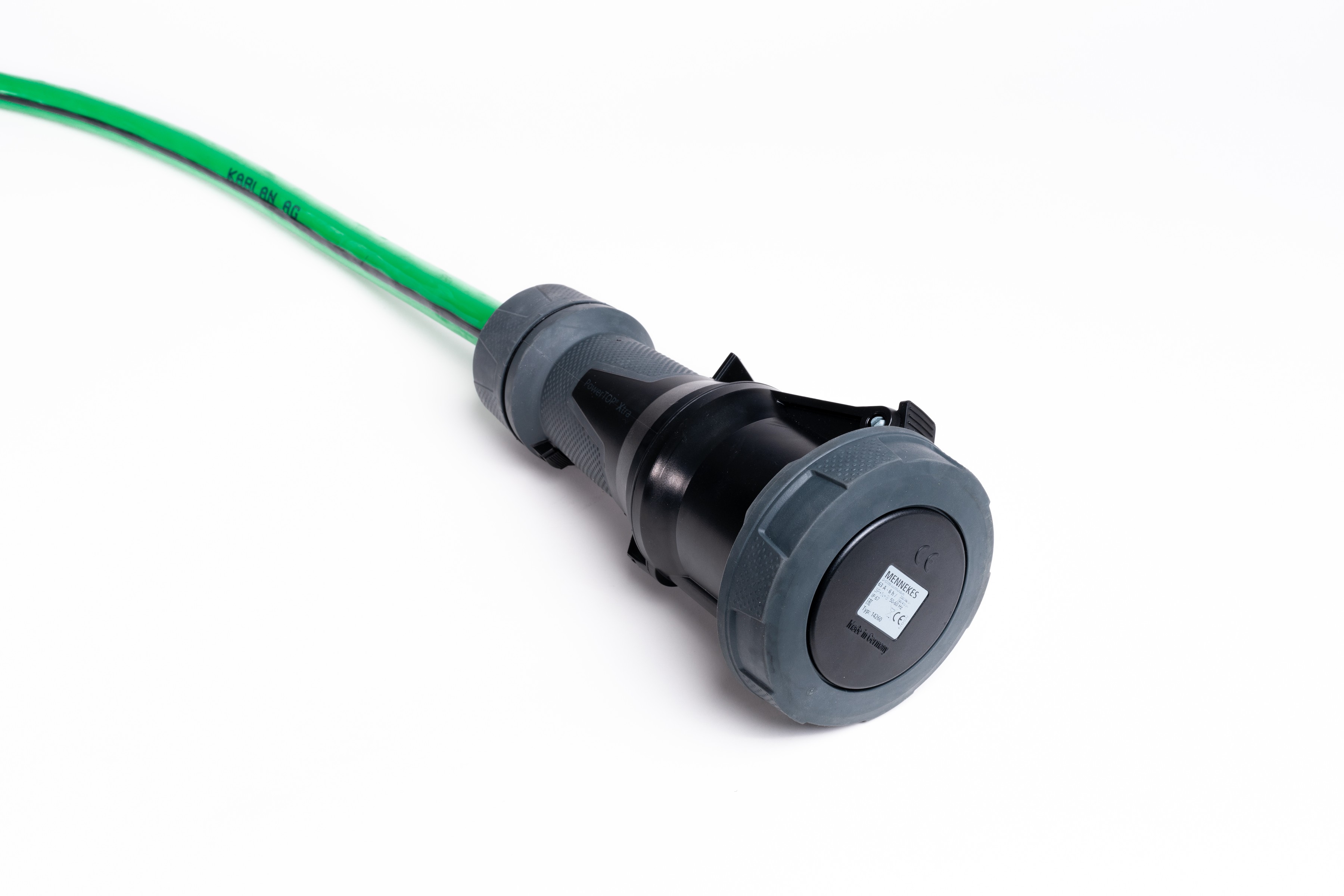 Alu Verlängerungskabel PUR Grün 5x16 konf. Stecker /Kupplung CEE 63A 5pol Schwarz 30m