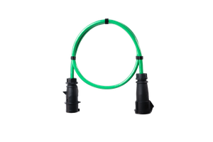 Alu Verlängerungskabel PUR Grün 5x6 konf. Stecker /Kupplung CEE 32A 5pol Schwarz 10m