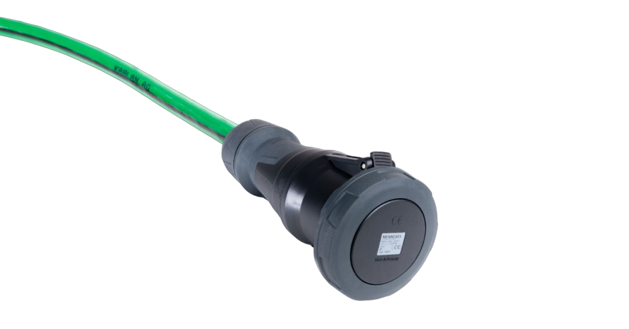 Alu Verlängerungskabel PUR Grün 5x35 konf. Stecker /Kupplung CEE 125A 5pol Schwarz 25m