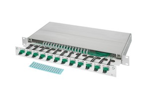 LWL 19" KEV 1HE ausz. 24xLC/APC Dupl. 9/125 komp.