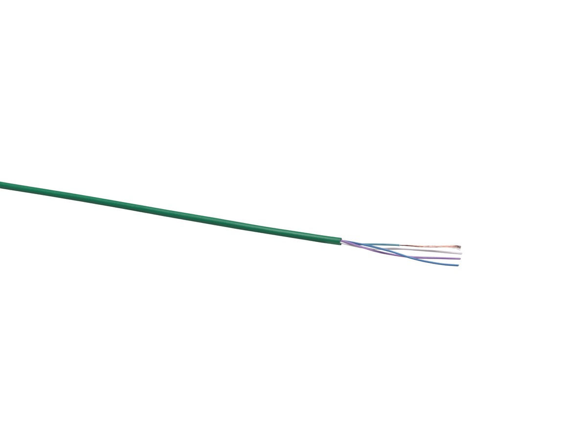 Tel. Kabel 4x0.14 grün, rund  RAL 6029 (36x0.07)  Aderf. weiss, blau, türkisk, violett
