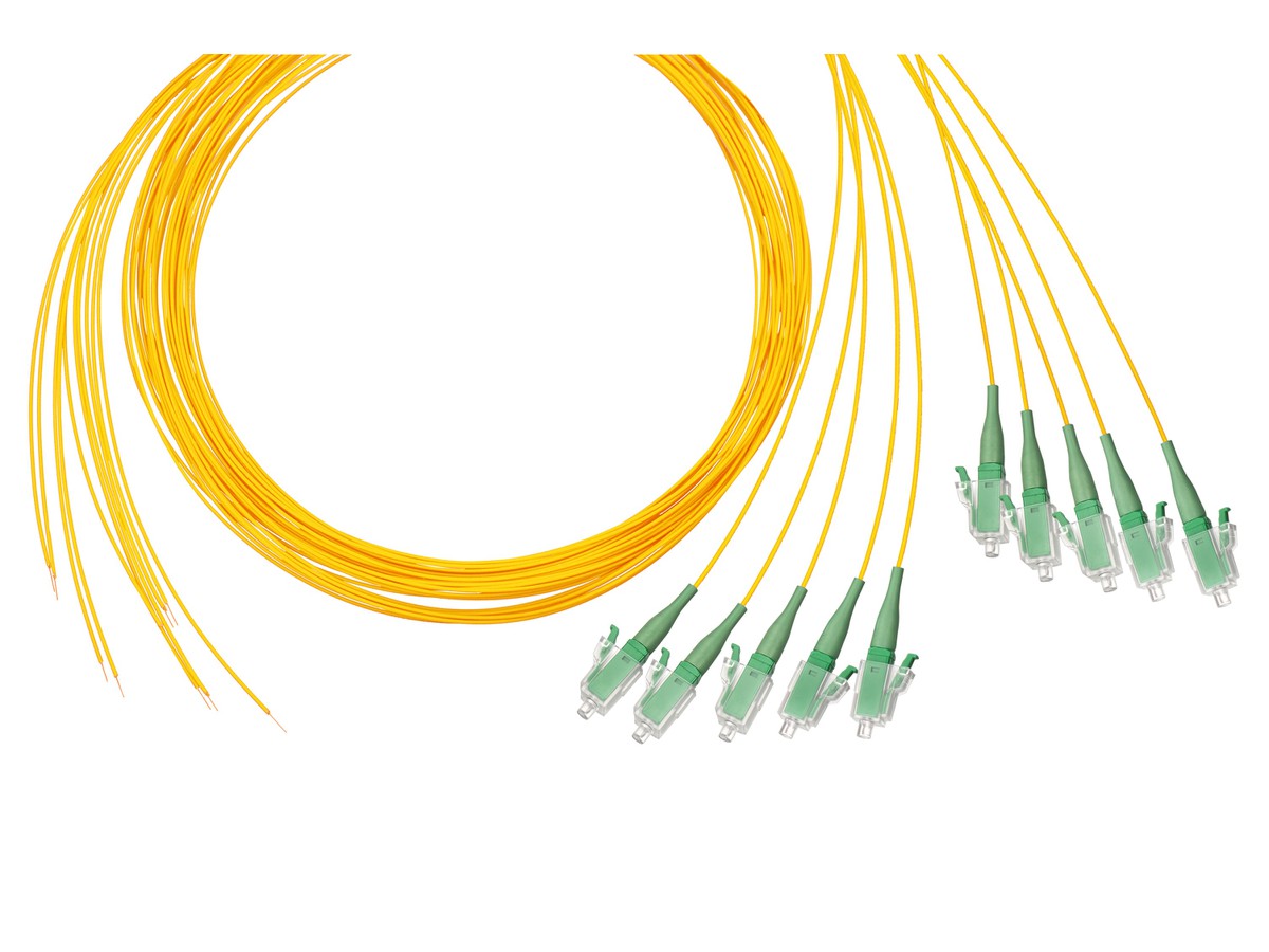 Pigtail gelb für Fiberpanel Kompaktader G652 D,250 µm Stecker LC/APC  2.0 Meter