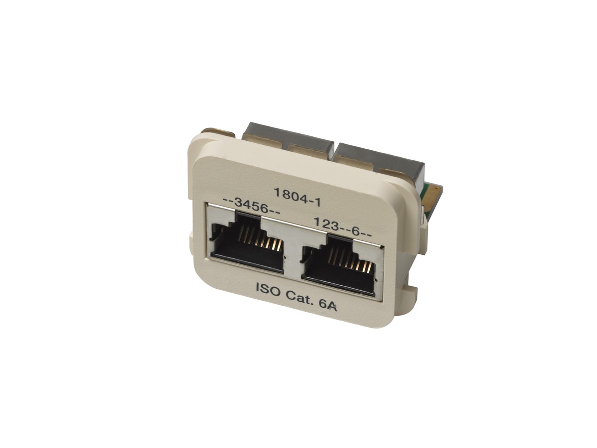 ACO-2xRJ45 Adp.Cat 6A 100BT/TR blc crème