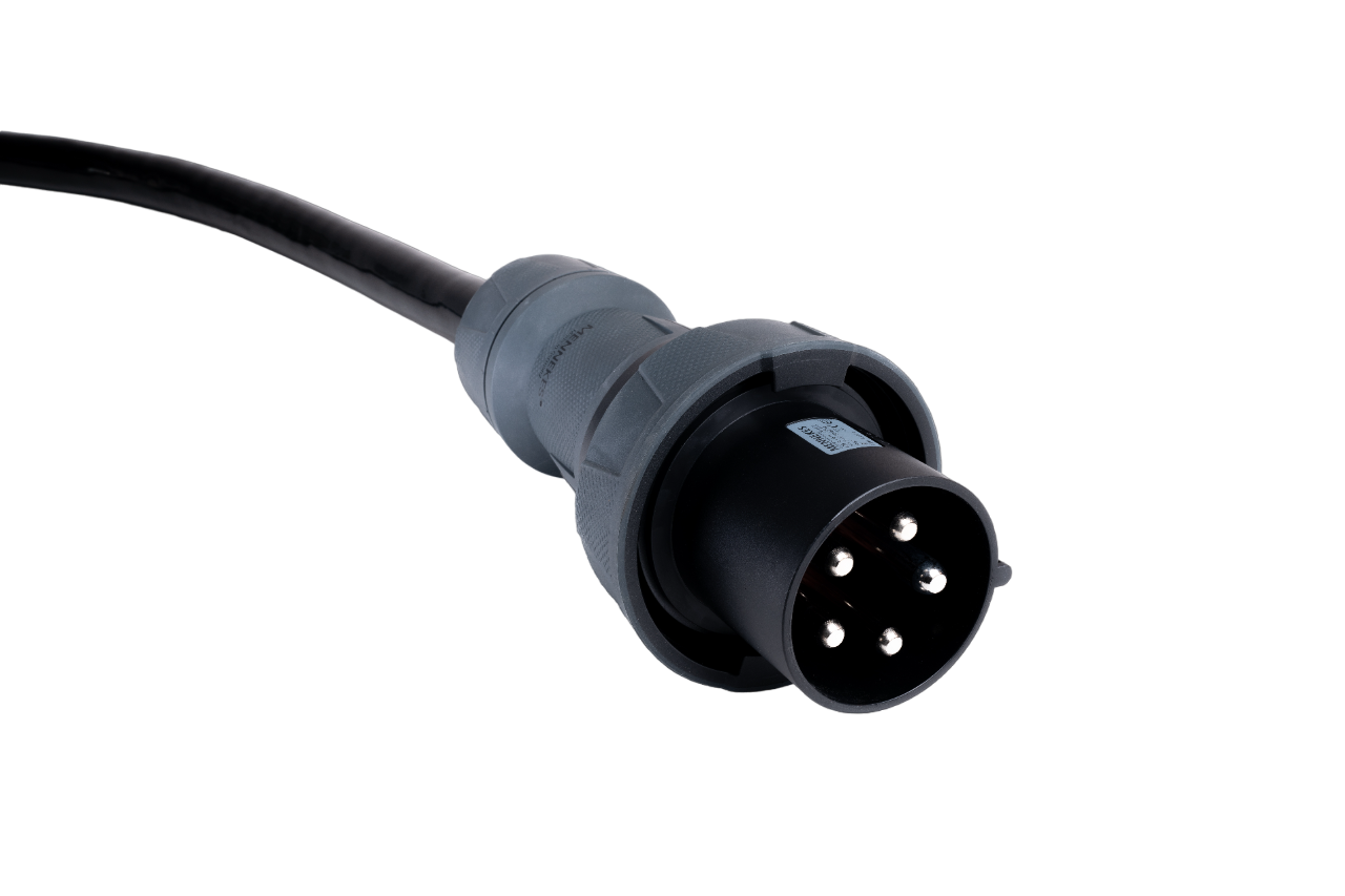 Alu Verlängerungskabel PUR Schwarz 5x35 konf. Stecker/Kupplung CEE 125A 5pol Schwarz 20m