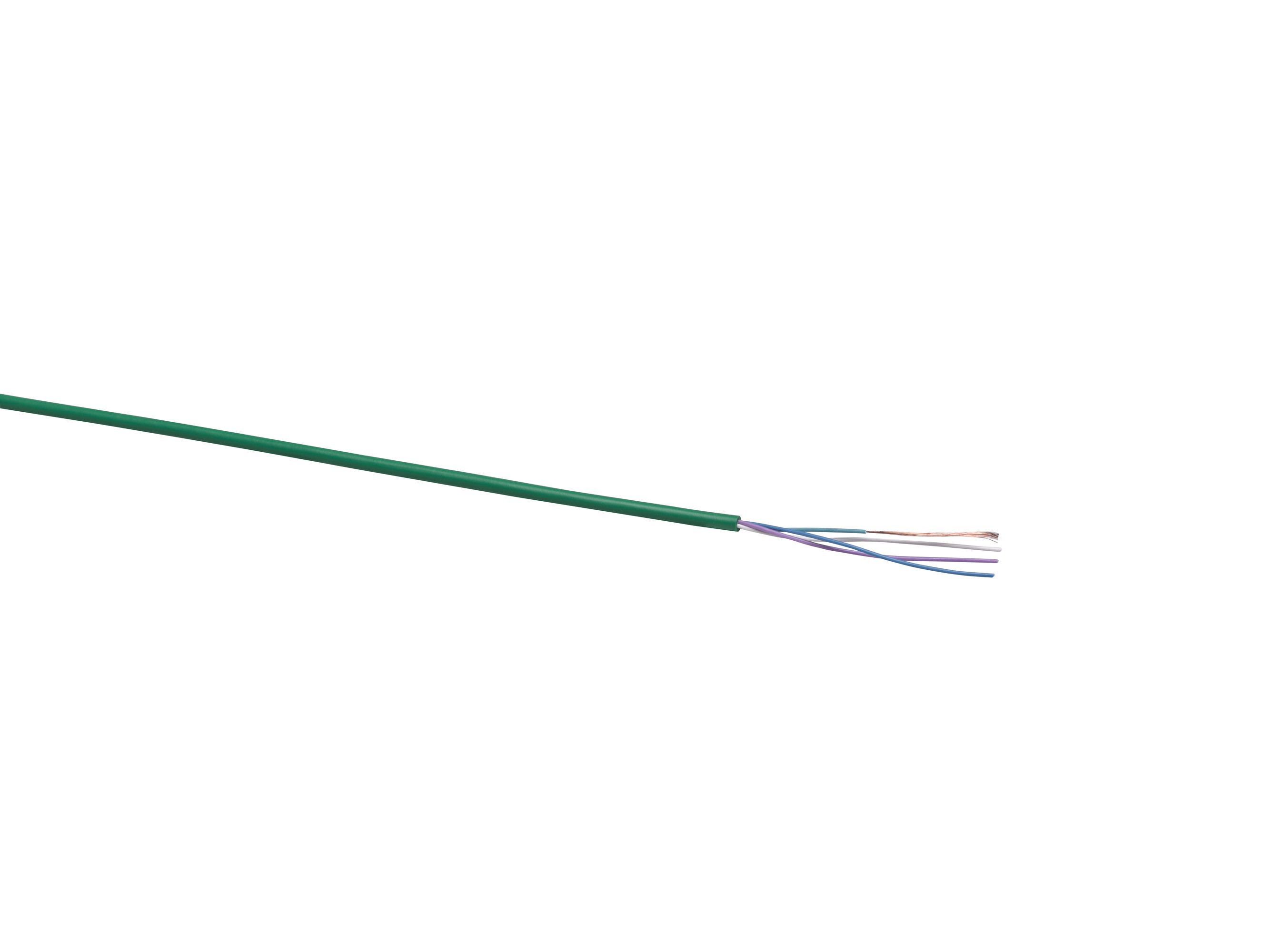 Tel. Kabel 4x0.14 grün, rund  RAL 6029 (36x0.07)  Aderf. weiss, blau, türkisk, violett