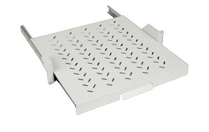 19“ Auszugstablar 2HE 2P 450mm 20kg mit LS RAL7035