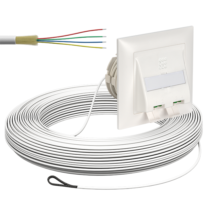 FTTH OTO UP AGRO 4xLC/APC 2xLC/APC DX G652.A2 2.3mm LSZH weiss B2ca 30m