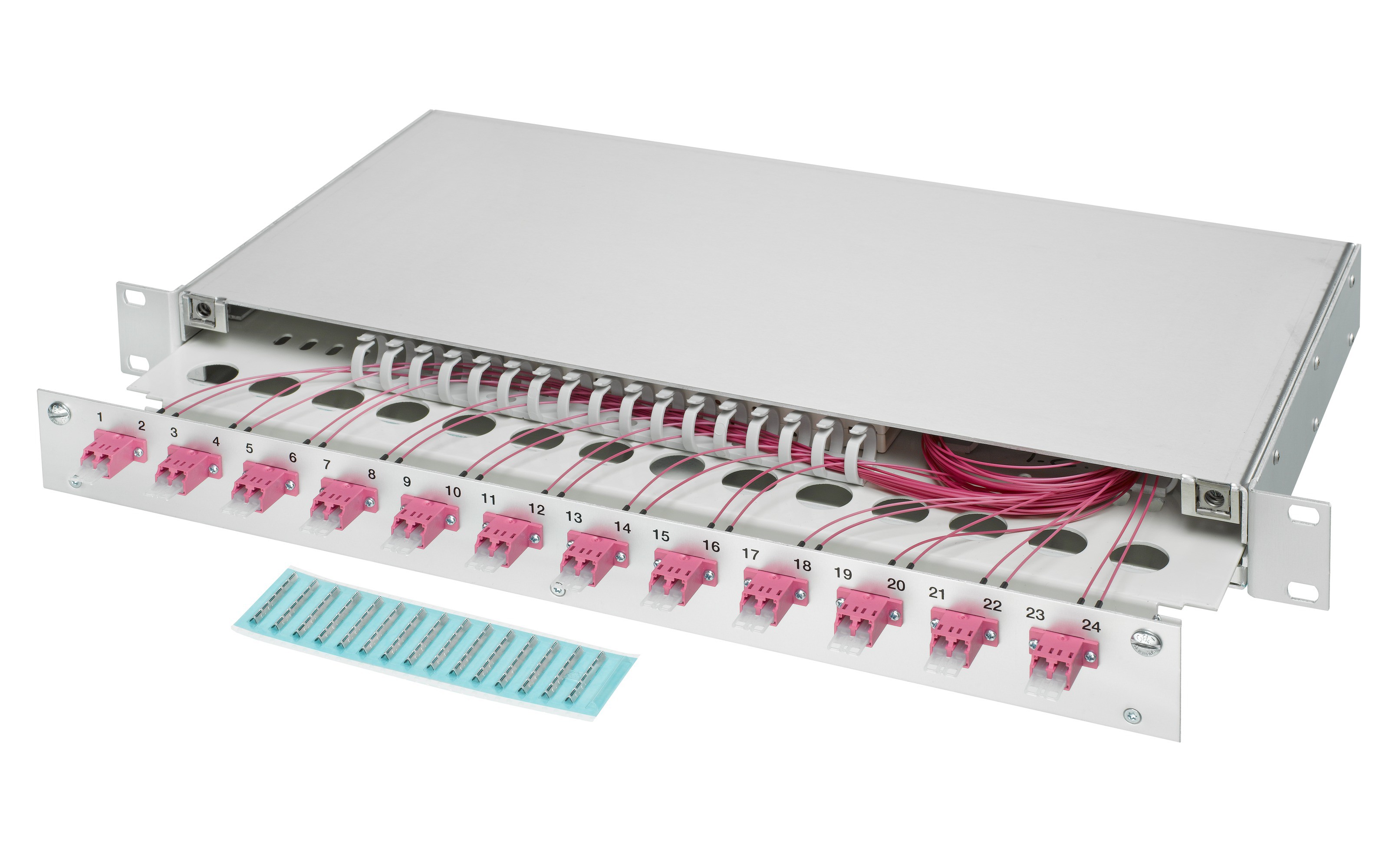 LWL 19" KEV 1HE ausz. 6xLC/Dupl. OM4 komp.