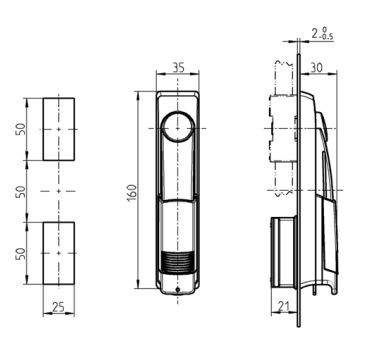 Schwenkhebelgriff zu Pratik für KABA/KESO-Zylinder 1514