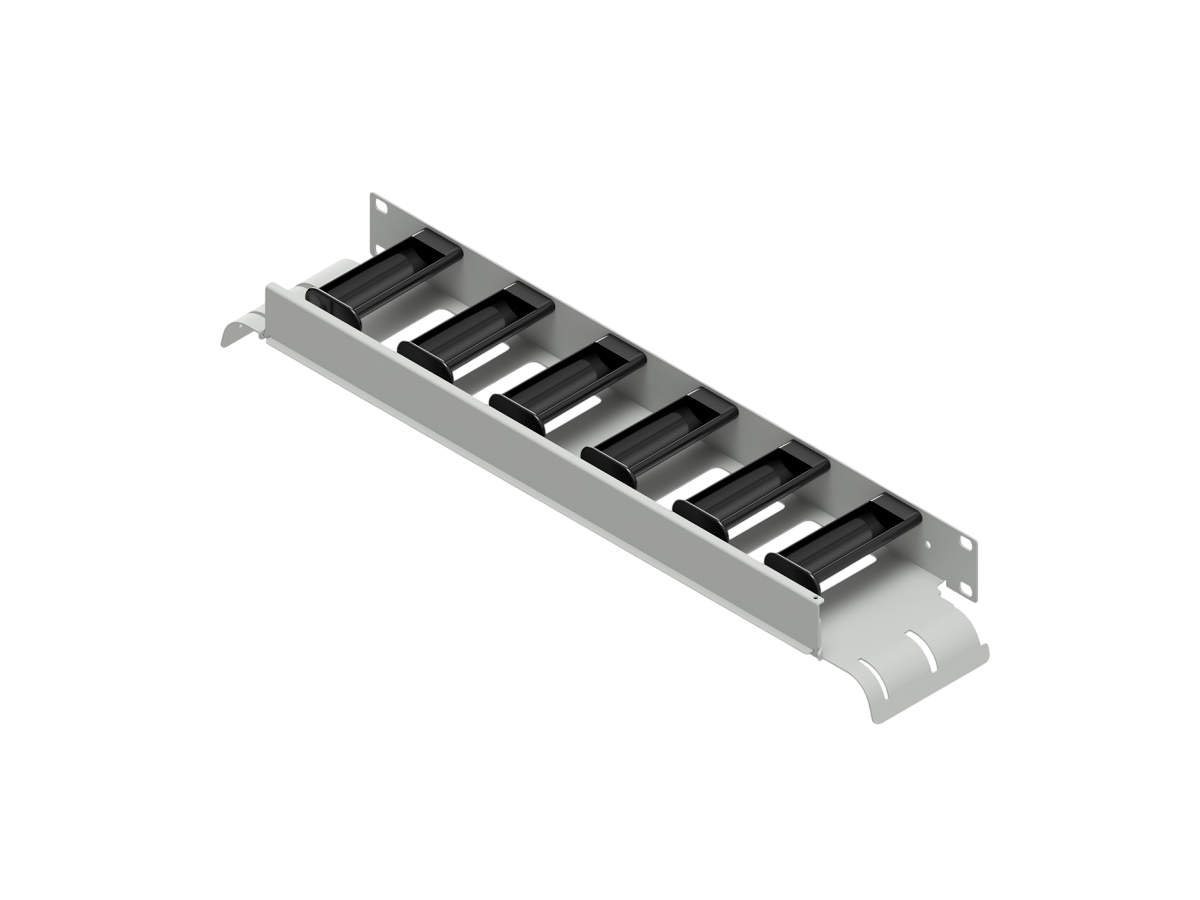 Panneau de brassage 19" 1HE RAL7035 avec limiteur de rayon