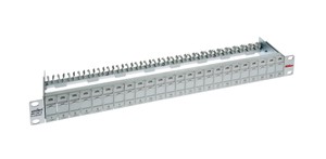 unilan 19" Patchpanel 1U vide, gris pour 24 modules MS avec couvercle protection poussière