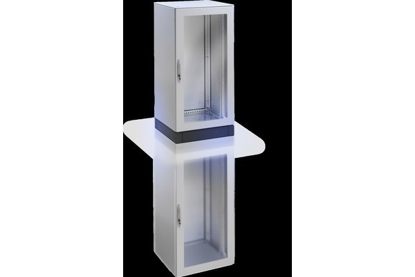 TS-Rack IP55 600x600x25HE RAL7035 - Standgehäuse - Fronttüre Glas - Seiten- und Rückwand Vollblech geschraubt - Demontierbares Dach - Kabeleinführung im Boden aus Blechmodulen - Lüfter montiert - Filter montiert