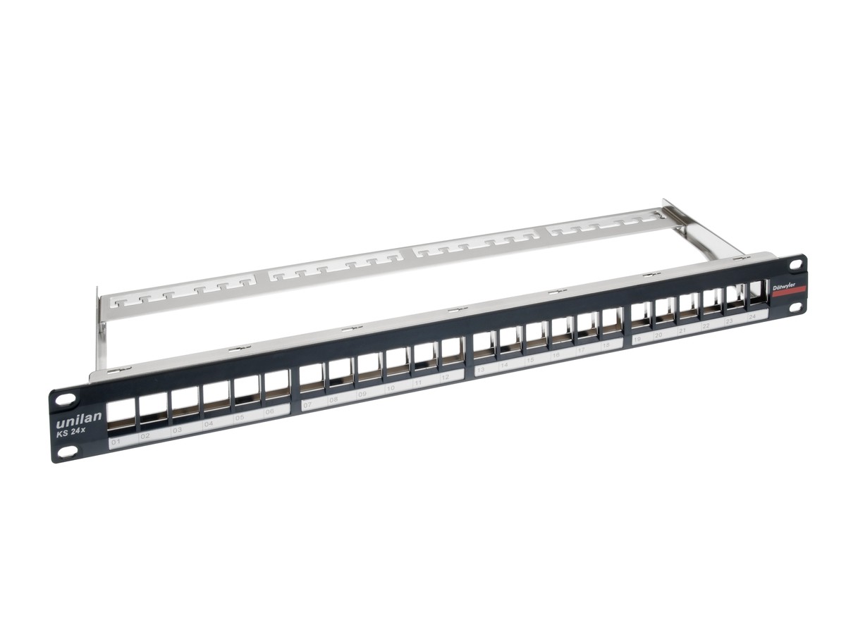 unilan 19" Patchpanel 24x Keystone 1HE leer schwarz