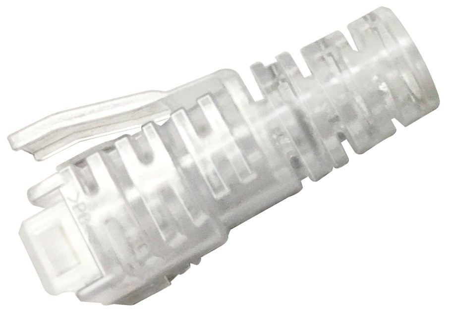 Modular Plug Shielded Slim-Line Boot (Tülle) for Category 6A/6 and Category 5e EMT Plugs, 4.7 to 6.0 mm, transparent