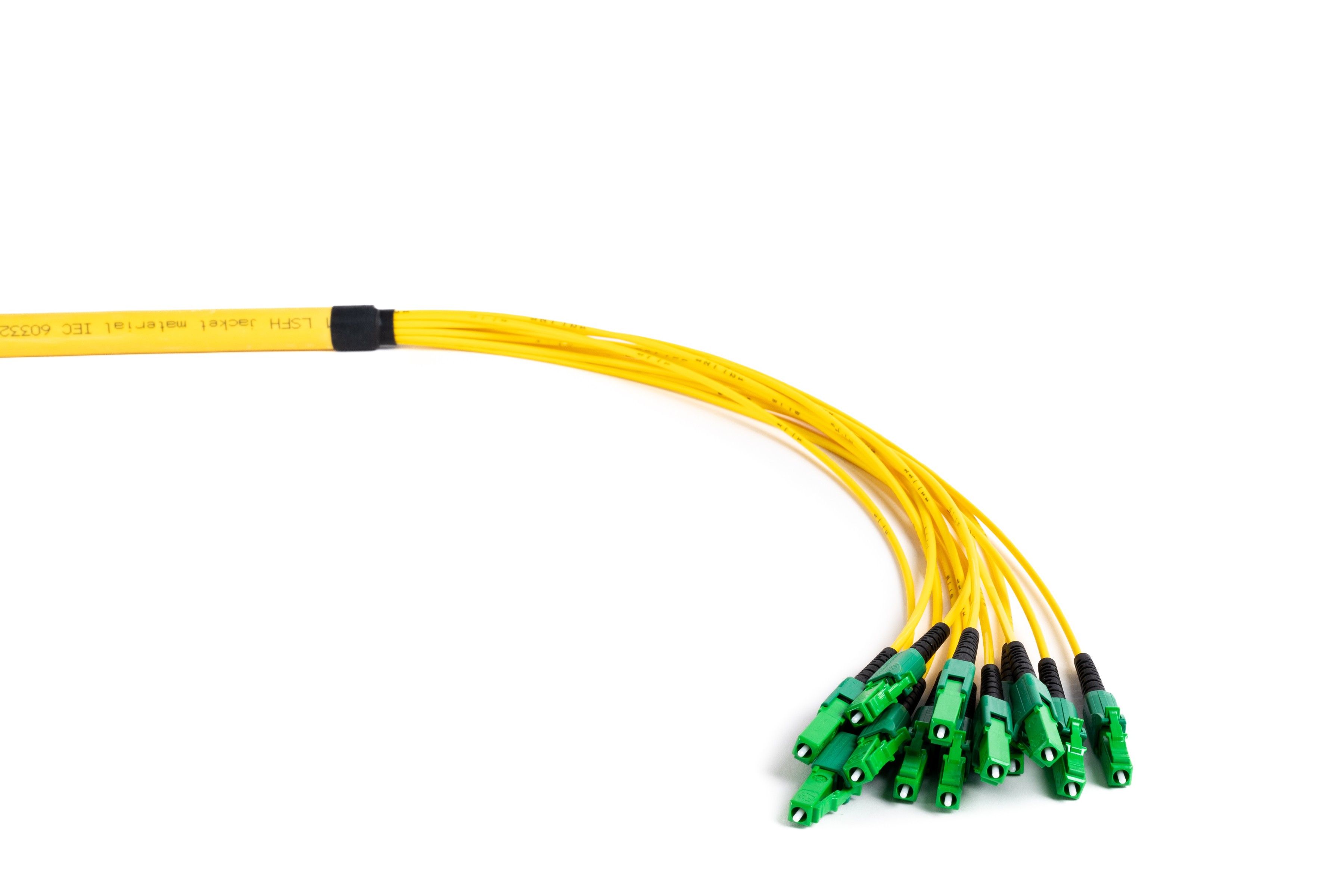 Breakout einseitig 2x9/125 gelb LC/APC
