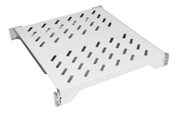 19“ Festtablar 2HE 4P 500mm 100kg mit LS RAL7035