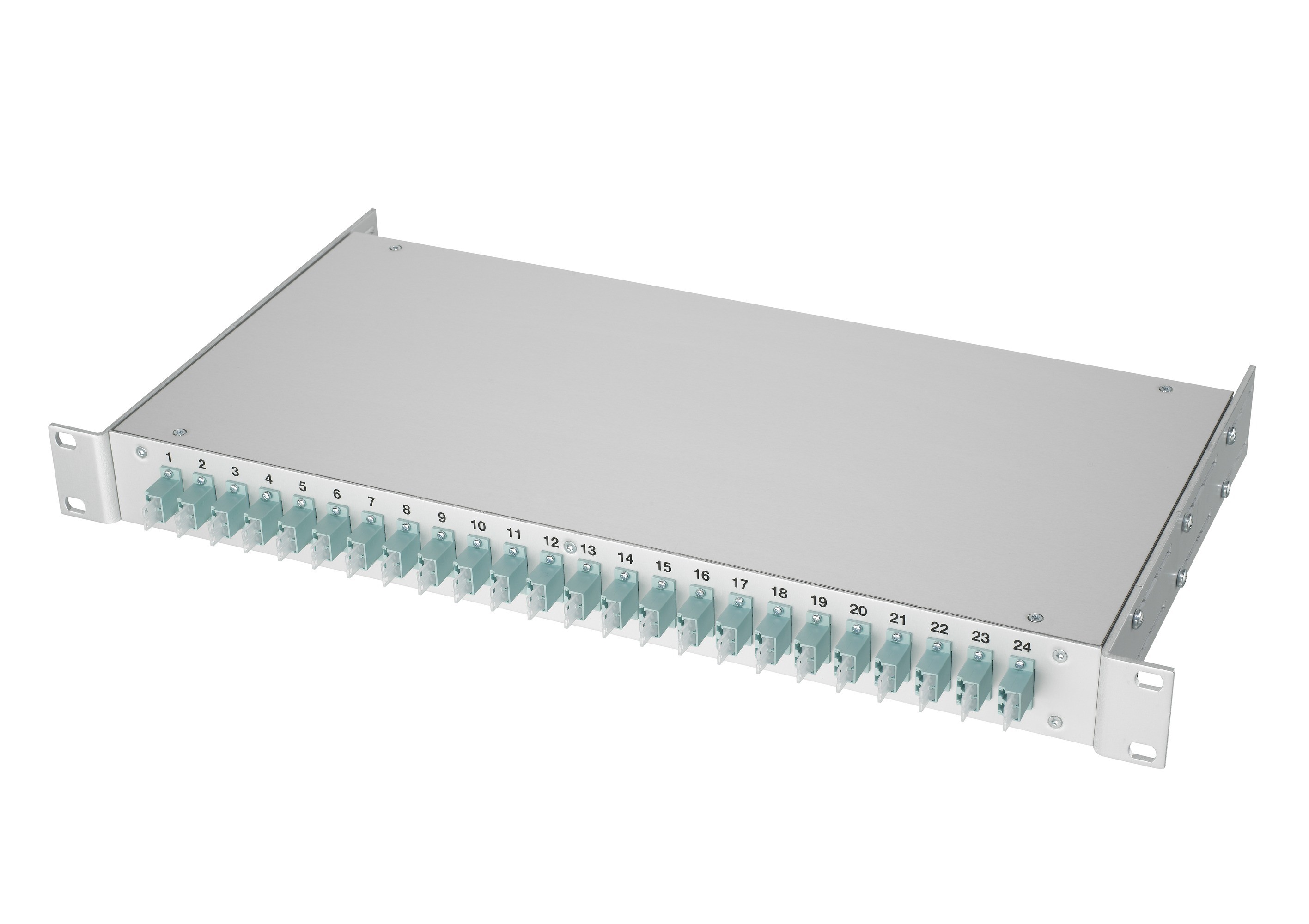LWL 19" KEV 1HE zu ML 8xLC/Dupl. MST OM3 türkis