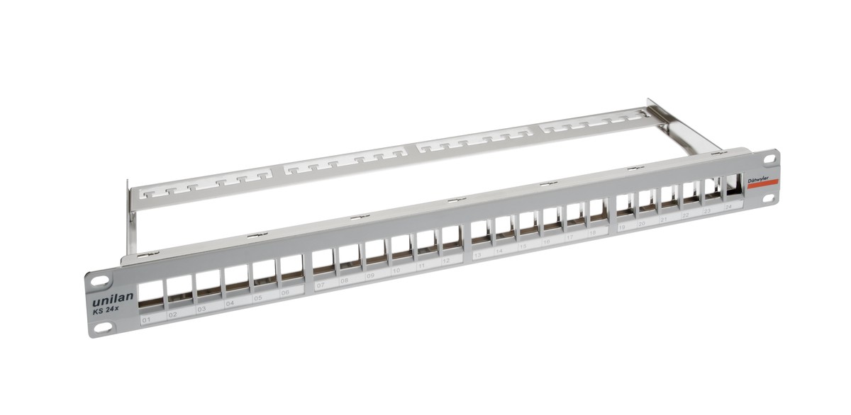 unilan 19" Patchpanel 24x Keystone 1U vide gris