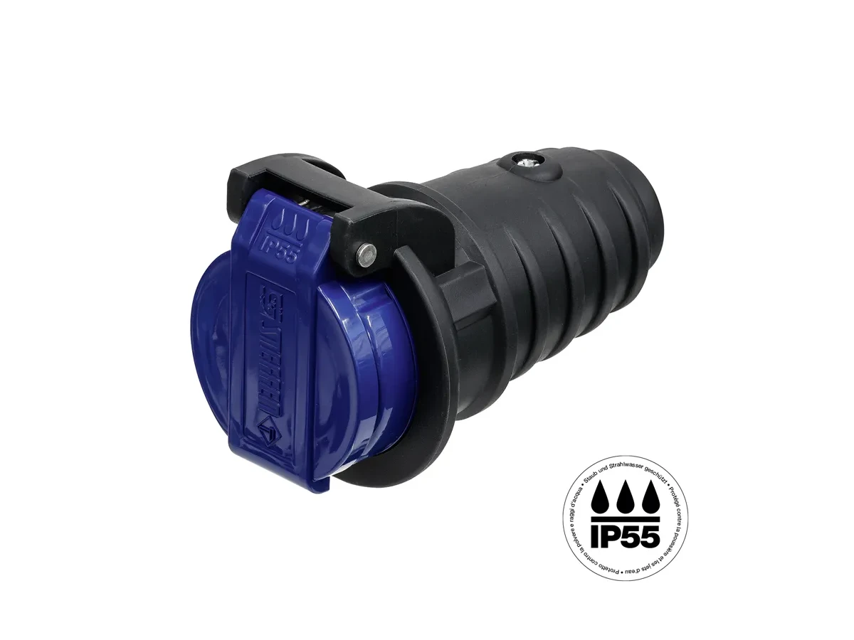 Prise T23 IP55 gris anthracite/bleu