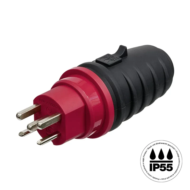 Stecker T25 IP55 anthrazitgrau/rot