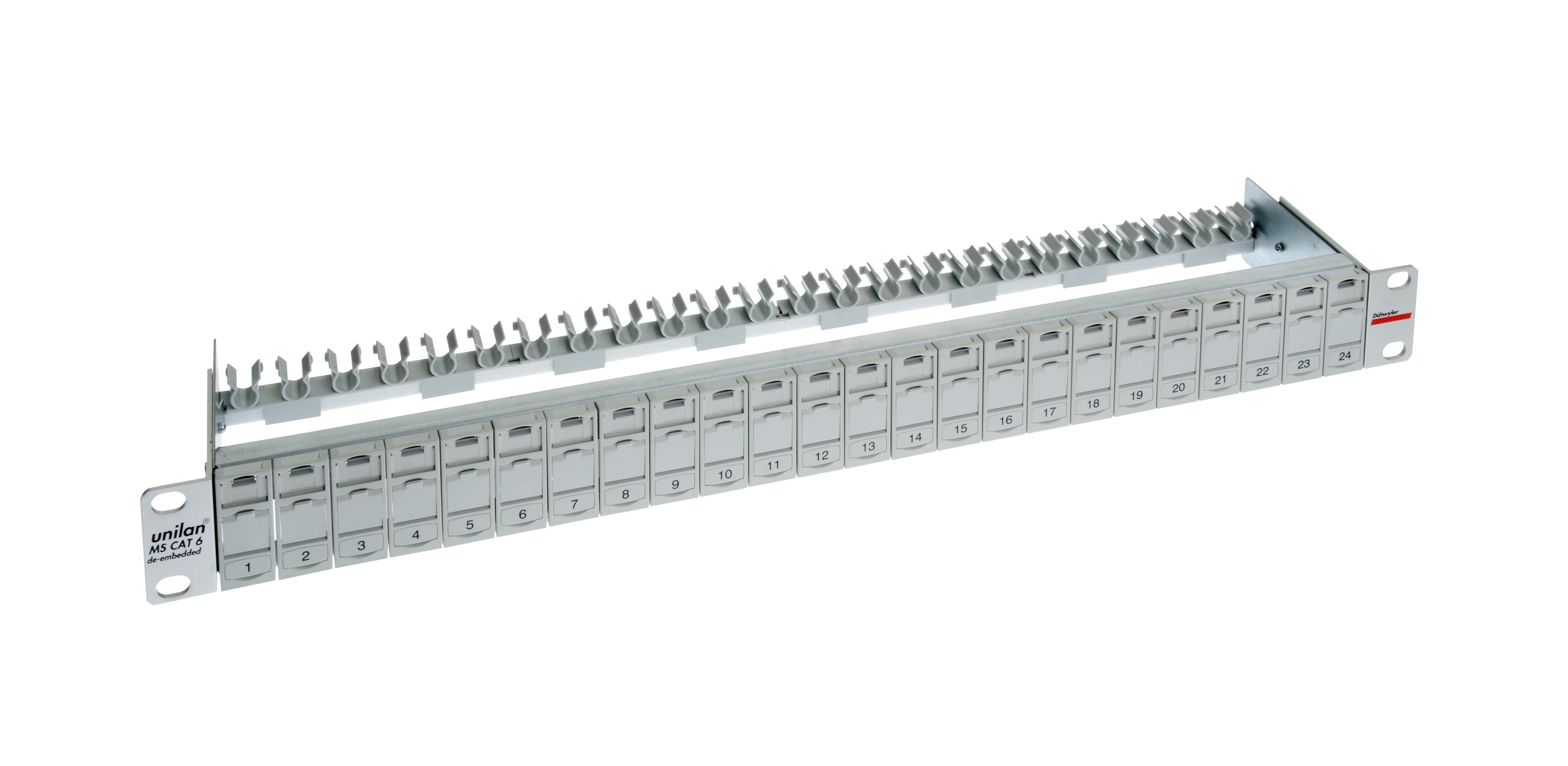 unilan 19" Patchpanel 1U vide, gris pour 24 modules MS avec couvercle protection poussière