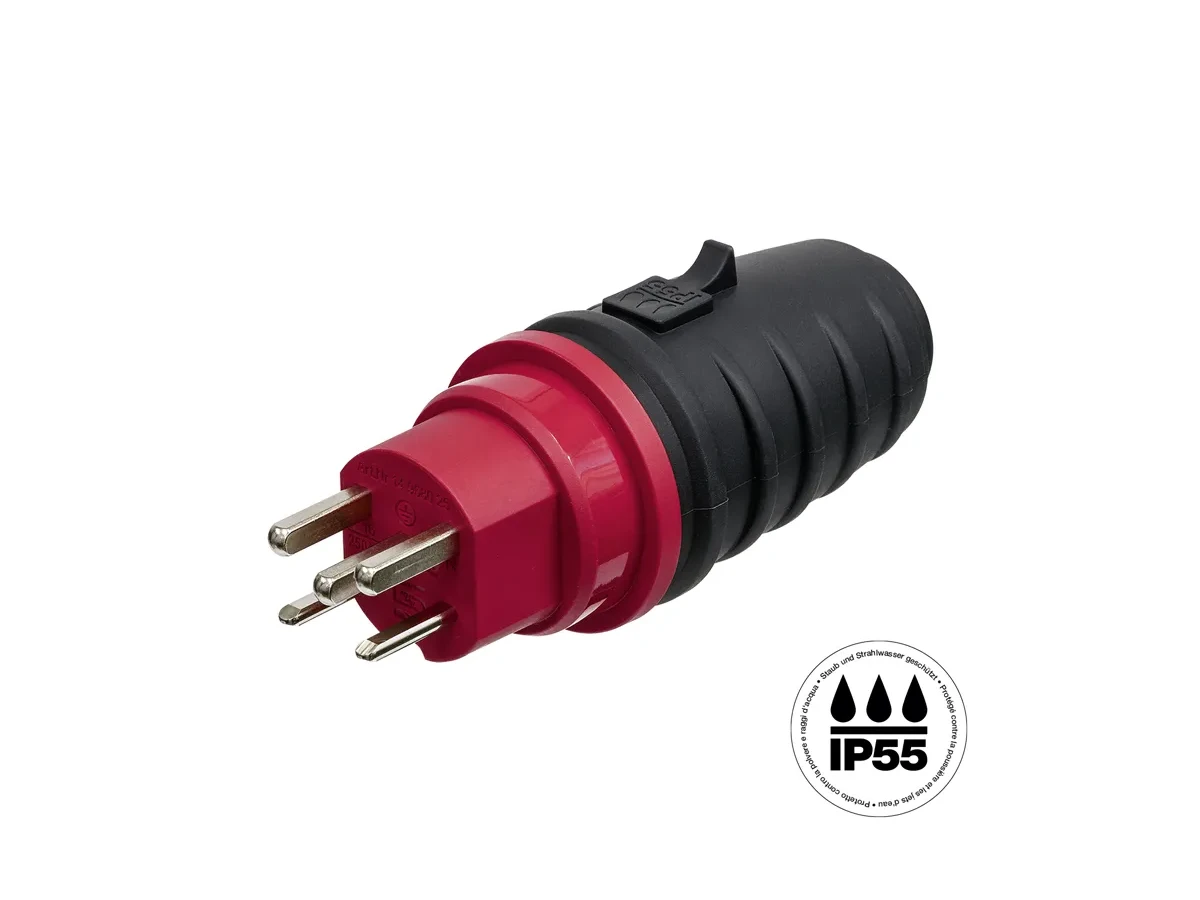 Stecker T25 IP55 anthrazitgrau/rot
