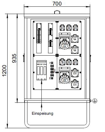 DISTRO Baustromverteiler STV 125A weiss (RAL 9010)