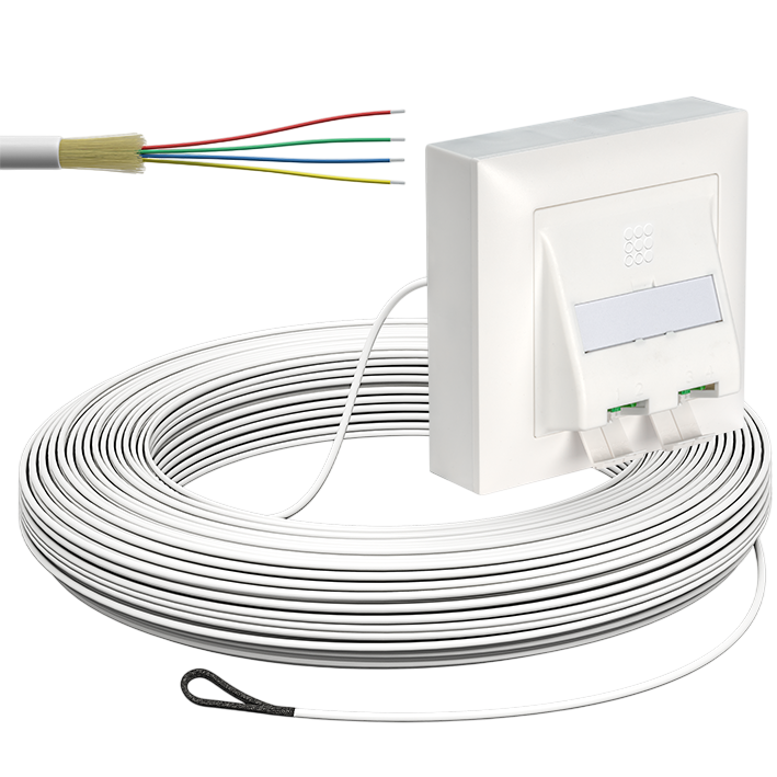 FTTH OTO AP AGRO 4xLC/APC 2xLC/APC DX G652.A2 2.3mm LSZH weiss B2ca 50m