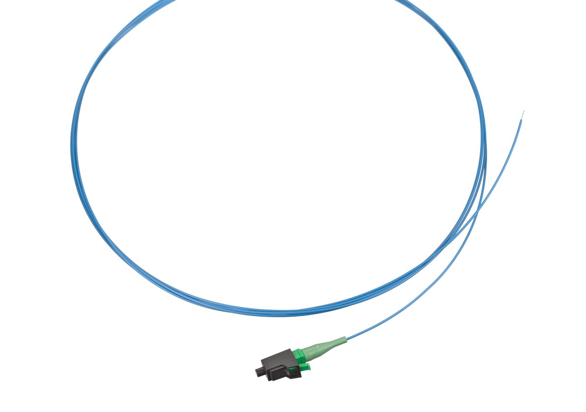 Pigtail bleu pour panneau fibre optique brin compact G652 D, 250µm Fiche LC/APC 2.0 mètres