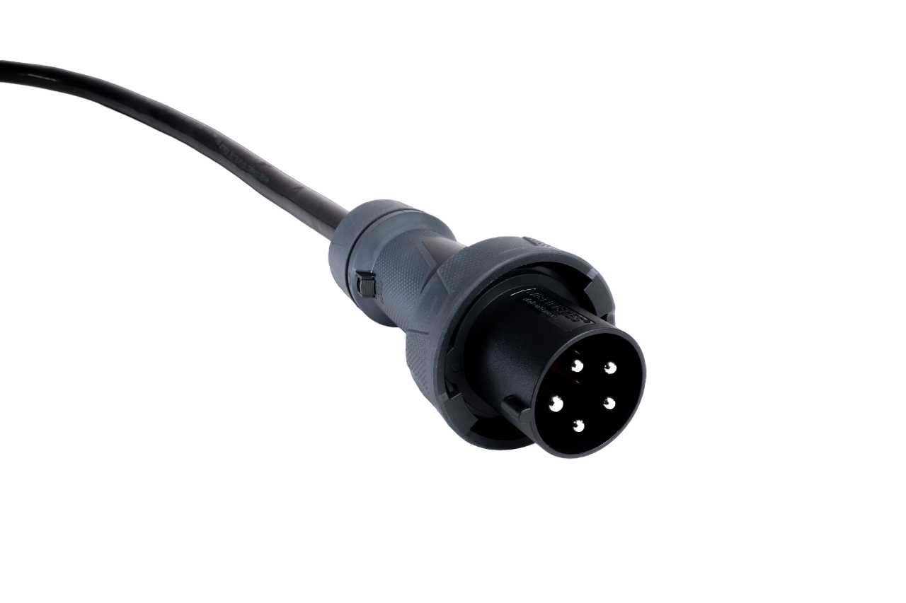 Alu Verlängerungskabel PUR Schwarz 5x16 konf. Stecker/Kupplung CEE 63A 5pol Schwarz 15m