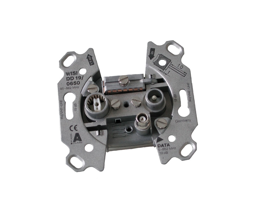 Radio-TV-Daten-Steckdose 19 dB 5-65 MHz Einbaudose (Gr.I)