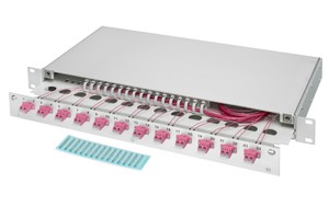 LWL 19" KEV 1HE ausz. 24xLC Dupl. 50/125 OM4 komp.